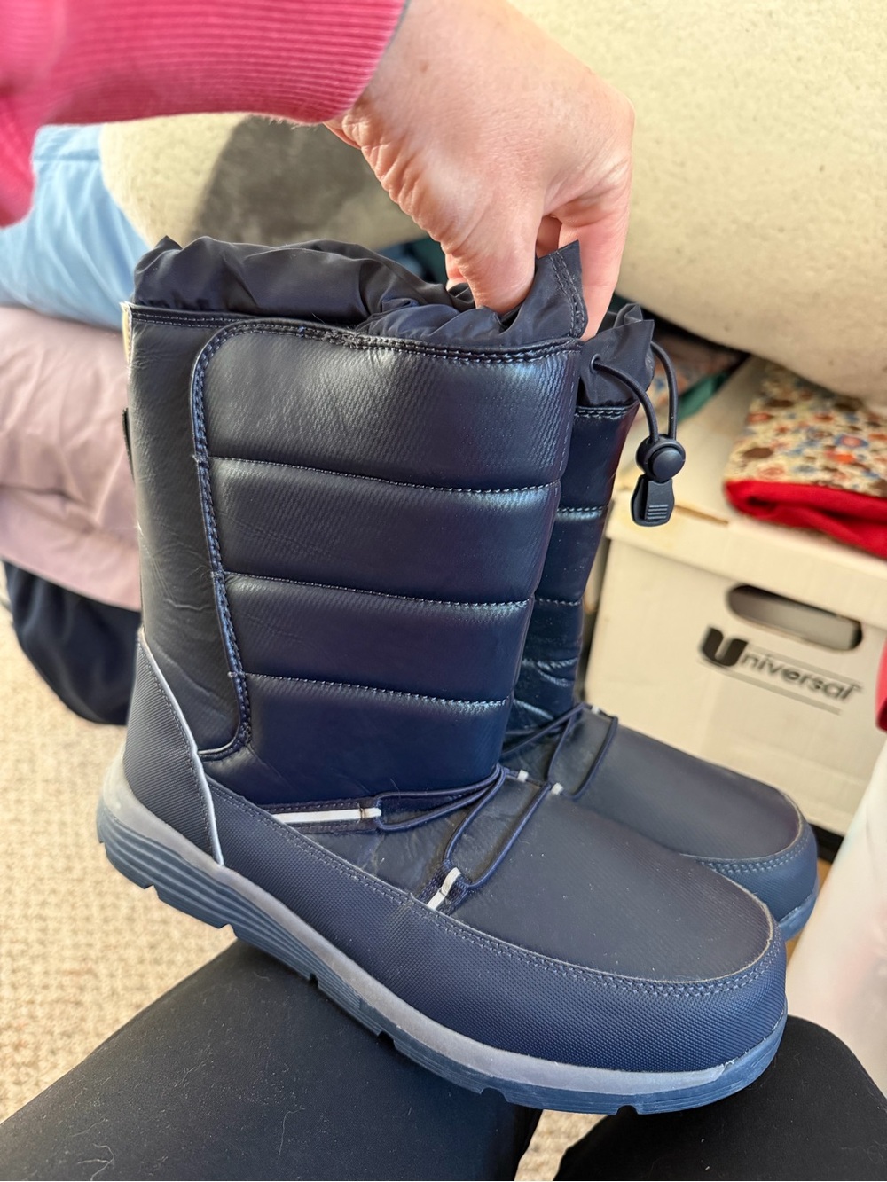 Lands' End Kids' Navy Puffer Snow Boots